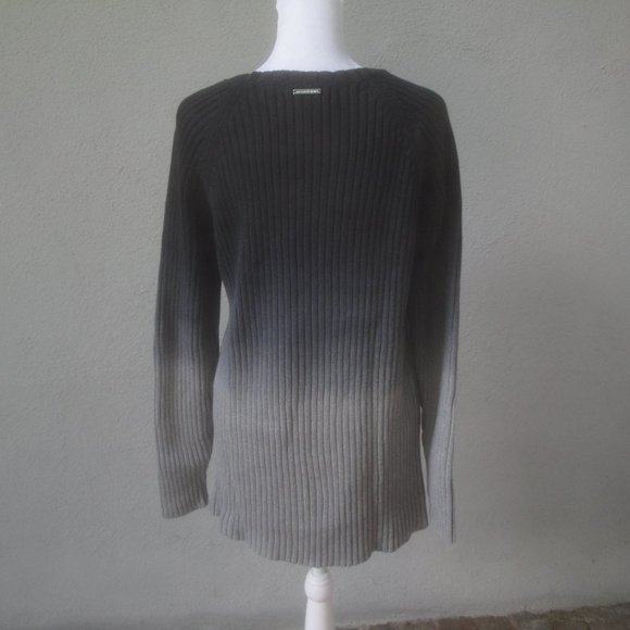 Michael Kors Sweater Women's Large Gray Black Ombre Cable Cotton - Picture 5 of 6